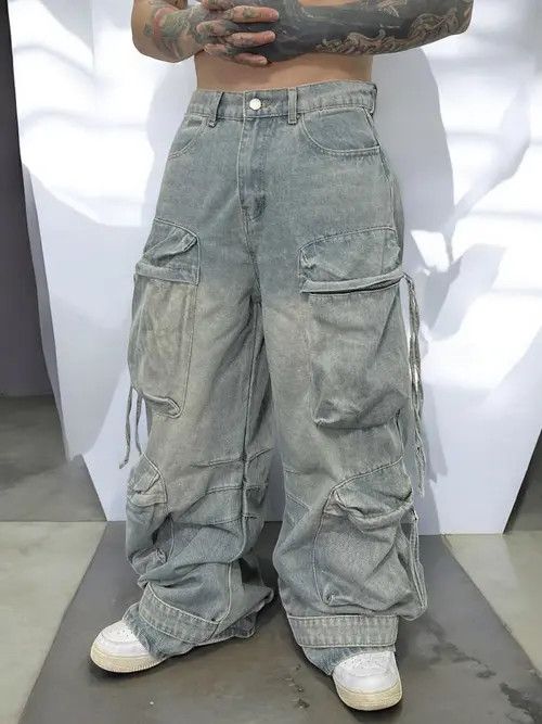 VIBE Baggy Cargo Denim Jeans, Oversized Jeans Size US 32 / EU 48 - 5 Thumbnail