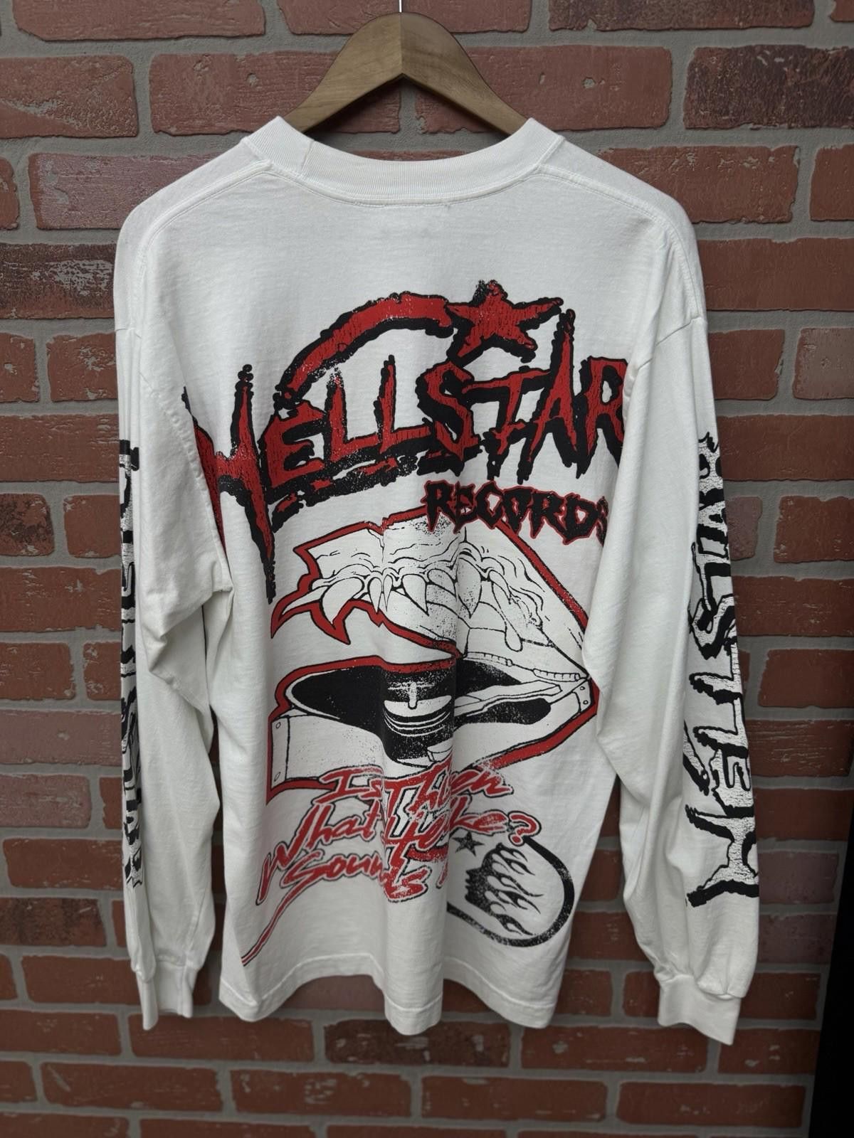 HELLSTAR Hellstar Records White Long Sleeve Jersey Graphic Shirt (M) Size US M / EU 48-50 / 2 - 6 Thumbnail