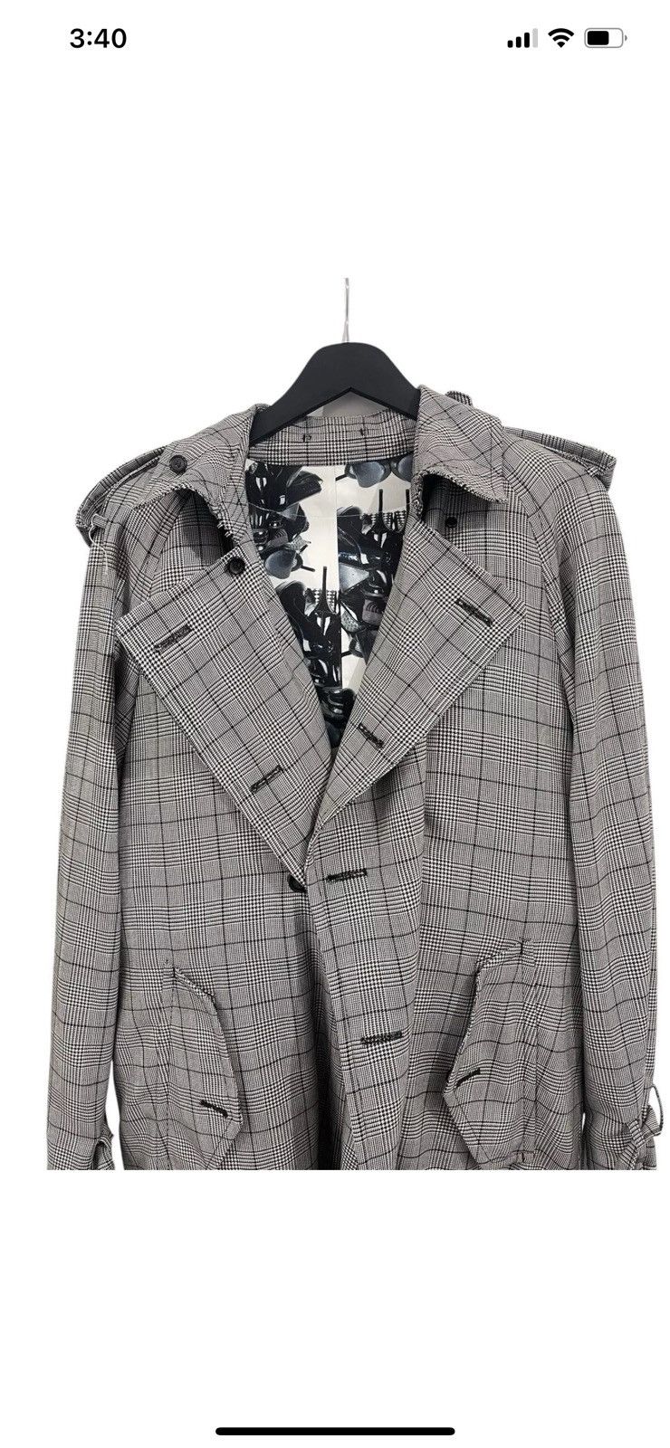 Comme des Garcons Homme Plus Comme Des Garçons Homme Plus Grey Houndstooth Trench Size US M / EU 48-50 / 2 - 2 Thumbnail