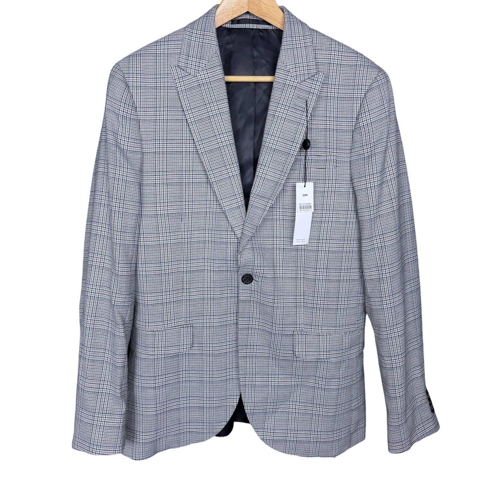 Topman Topman Slim Fit Plaid Blazer 38R Gray Blue NWT Sport Coat Size 38R - 8 Thumbnail