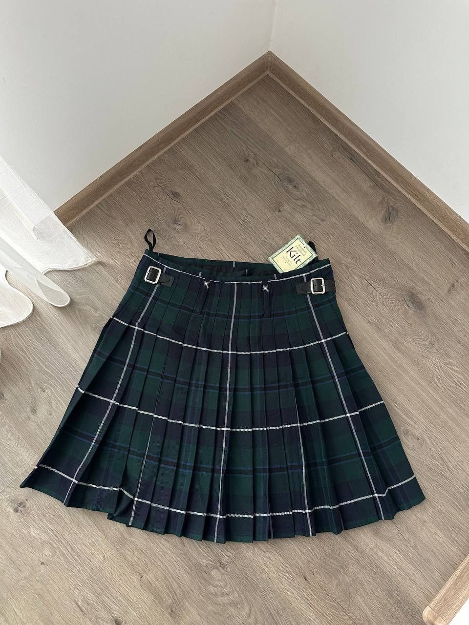 Vintage Vintage Scottish Highland Woven Green Cell Skirt Kilt Size 30" / US 8 / IT 44 - 4 Thumbnail