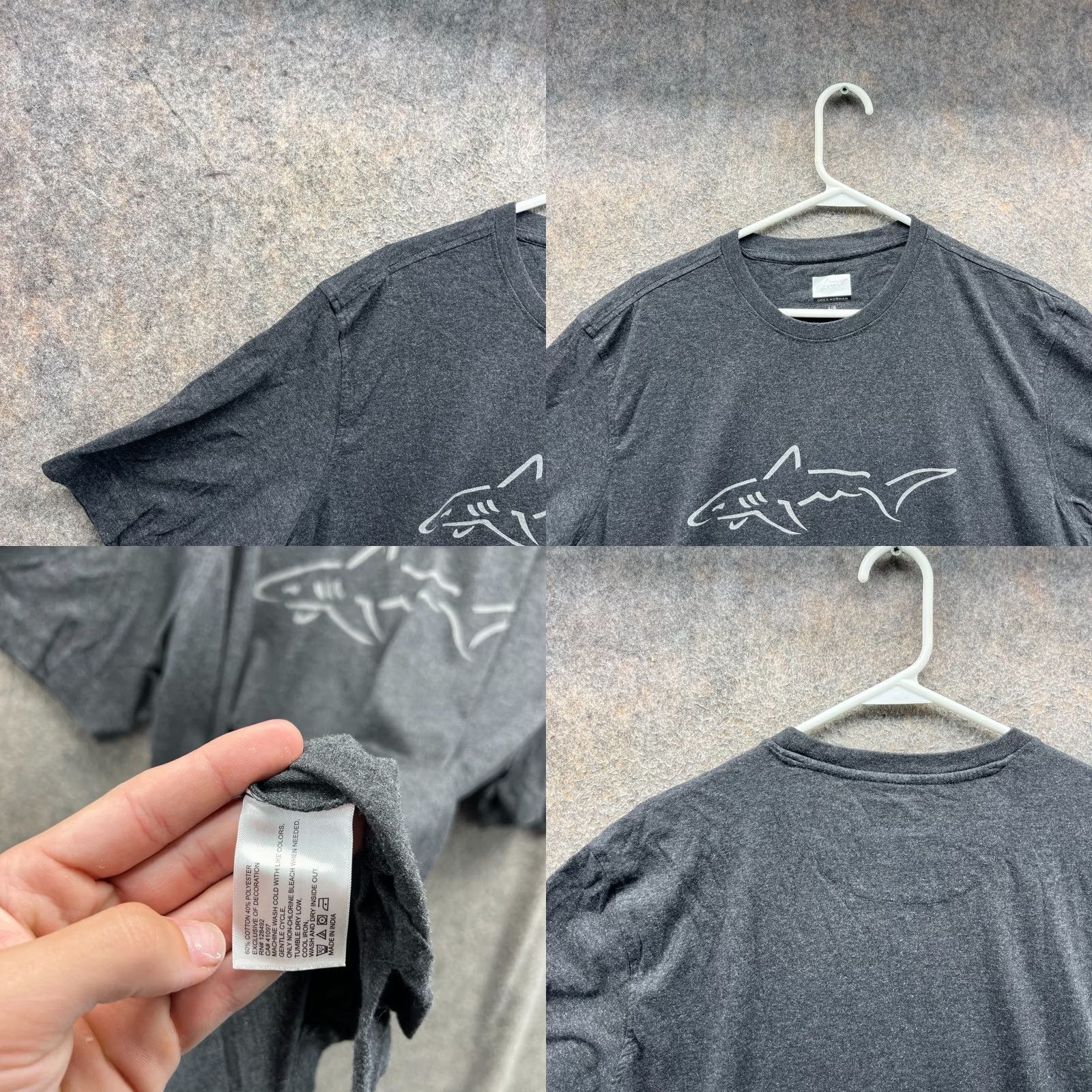 Vintage Greg Norman Shirt Mens Large Gray Crewneck T-Shirt Cotton Polyester Heather Short Sleeve Casual Tee Size US L / EU 52-54 / 3 - 8 Thumbnail