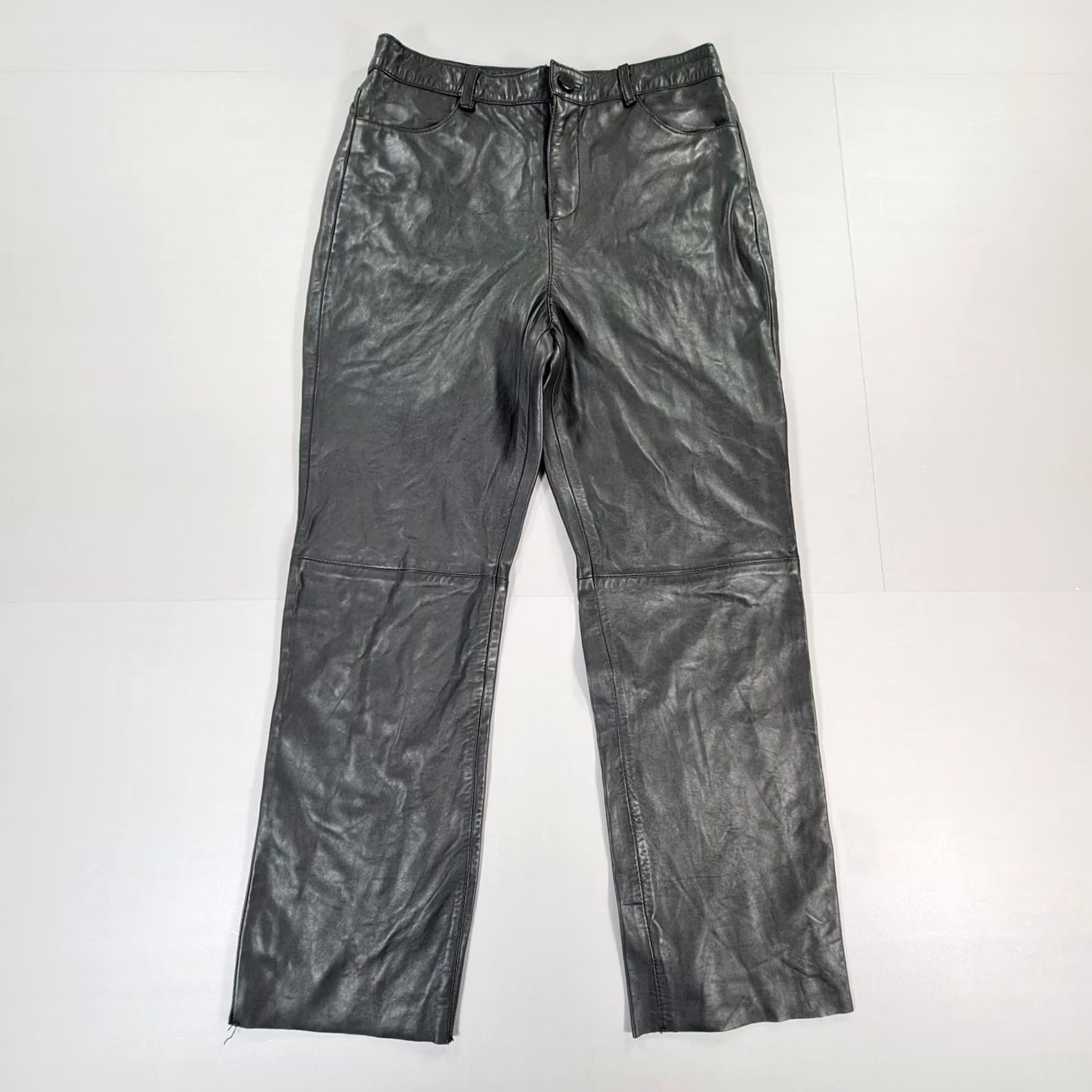 Vintage Mint Velvet Womens Leather Trousers Black 12 UK Straight Leg Pants Mens? (Note: final answer should be the optimized title only) Size 34" / US 12 / IT 48 - 2 Thumbnail