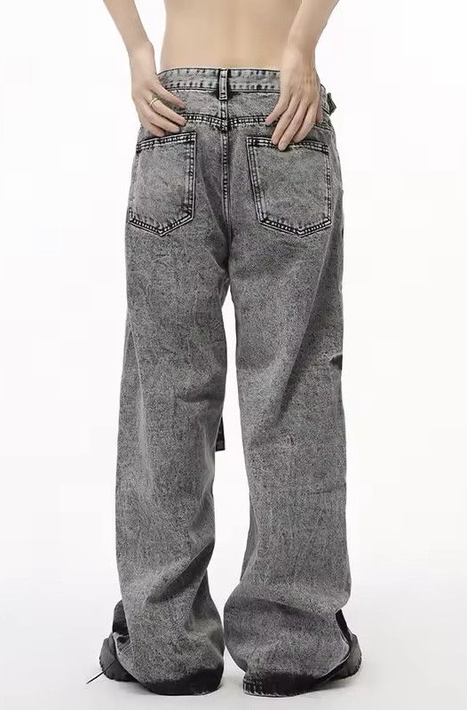 Japanese Brand × Jean Fashionstyle Contrast Color Lace-up Jean Size US 33 - 2 Thumbnail