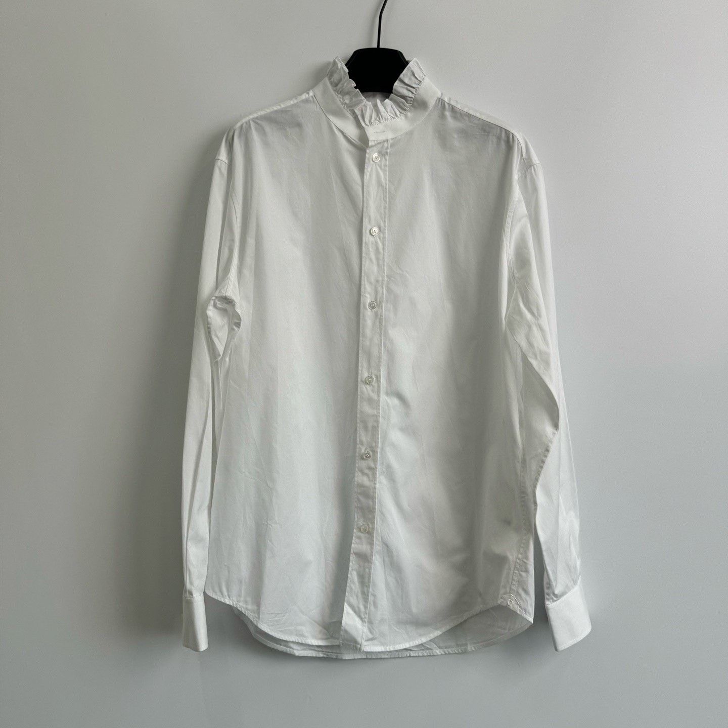 Hedi Slimane Celine 21FW Runway Ruffled Collar White Shirt Size S / US 4 / IT 40 - 1 Thumbnail