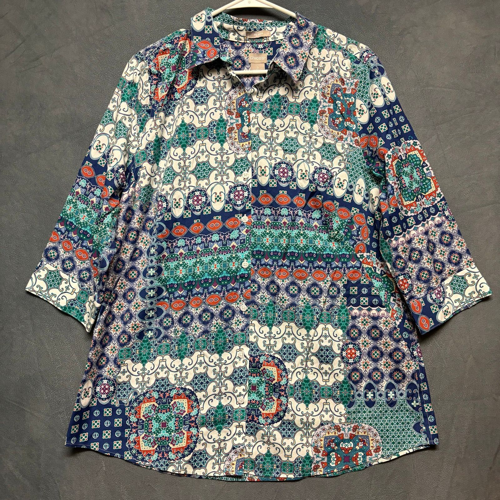 Chicos Chico Button Down Blouse Hippie Boho No Iron Size 2 US 12/14 Size XL / US 12-14 / IT 48-50 - 1 Thumbnail