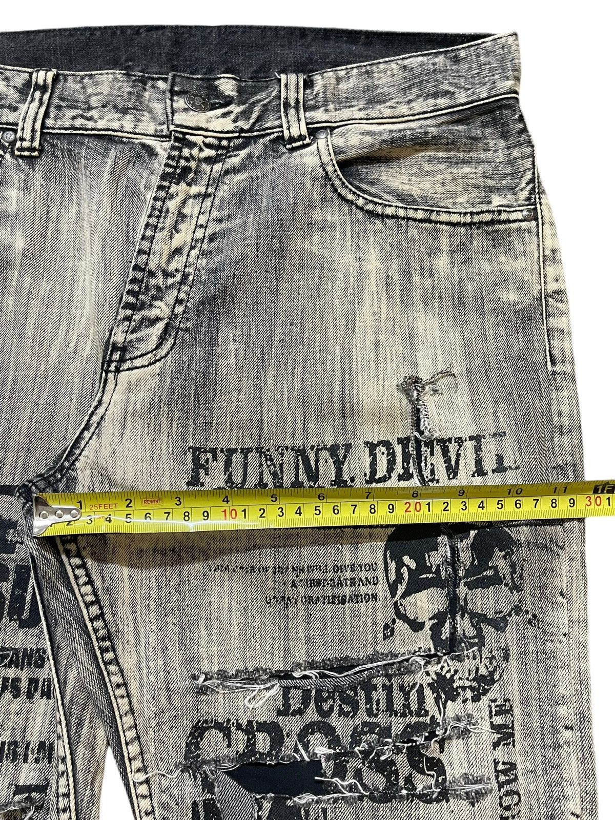 If Six Was Nine Vintage Japanese Brand Punk Skull Distressed Wide Leg Jeans Size US 34 / EU 50 - 14 Thumbnail