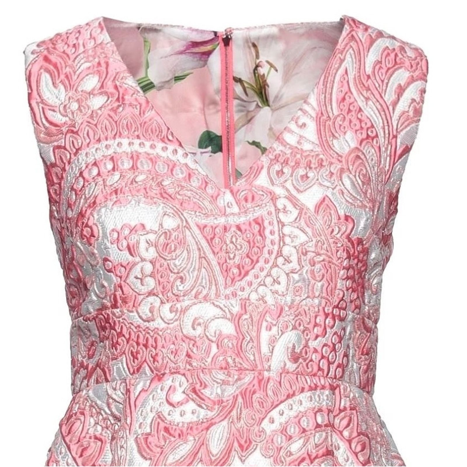 Dolce & Gabbana Dolce & Gabbana Pink Floral Jacquard Pleated Mini Dress 40 Size S / US 4 / IT 40 - 7 Thumbnail