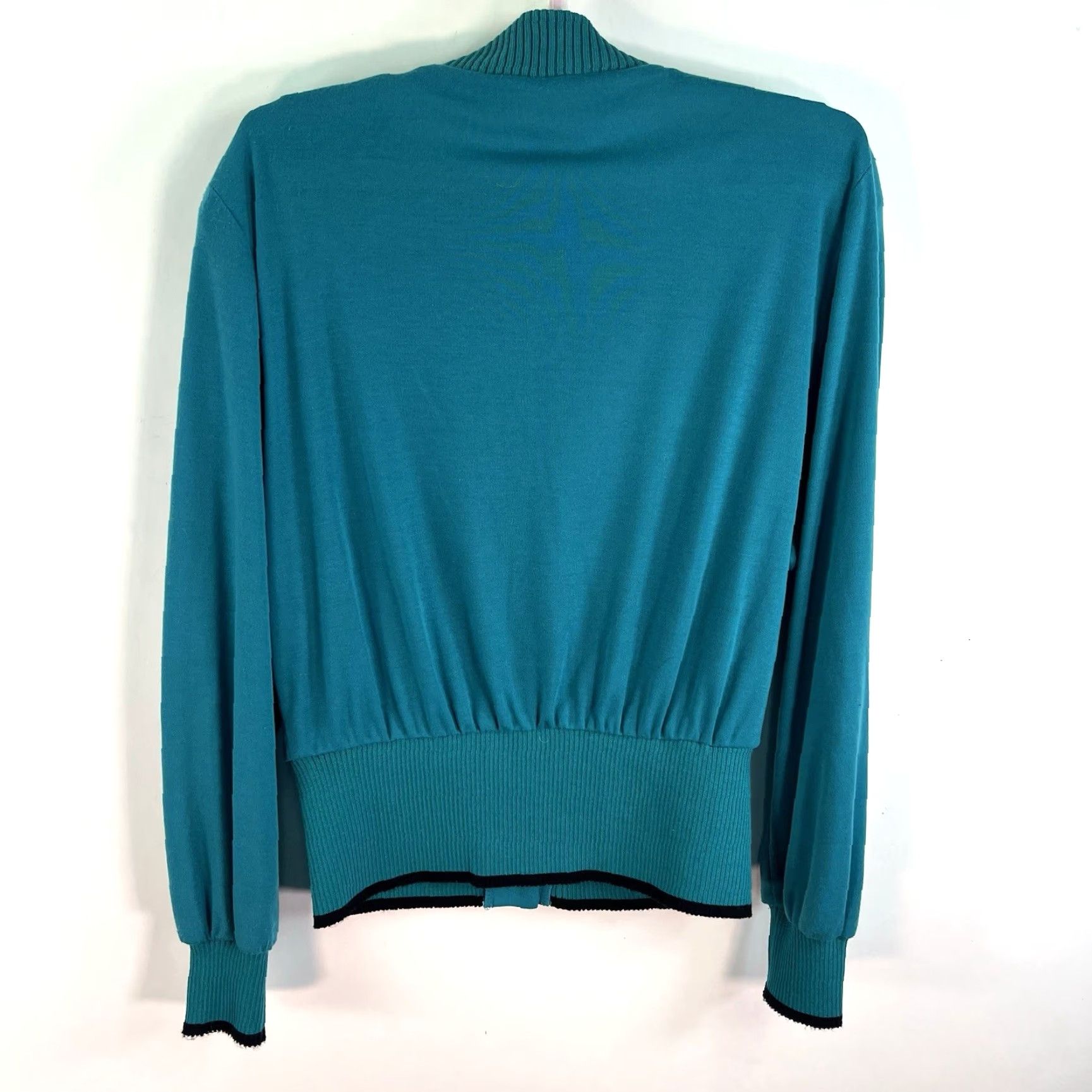 Vintage VINTAGE Caron Cardigan Sweater Womens Size 10 Teal Blue 80s Classic Lightweight V-Neck Long Sleeve Size L / US 10 / IT 46 - 6 Thumbnail