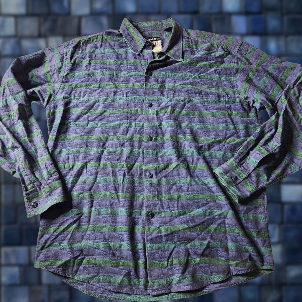 VINTAGE Jhane Barnes Storm Shirt Men M Whale Print Long Sleeve Pocket Shirt
