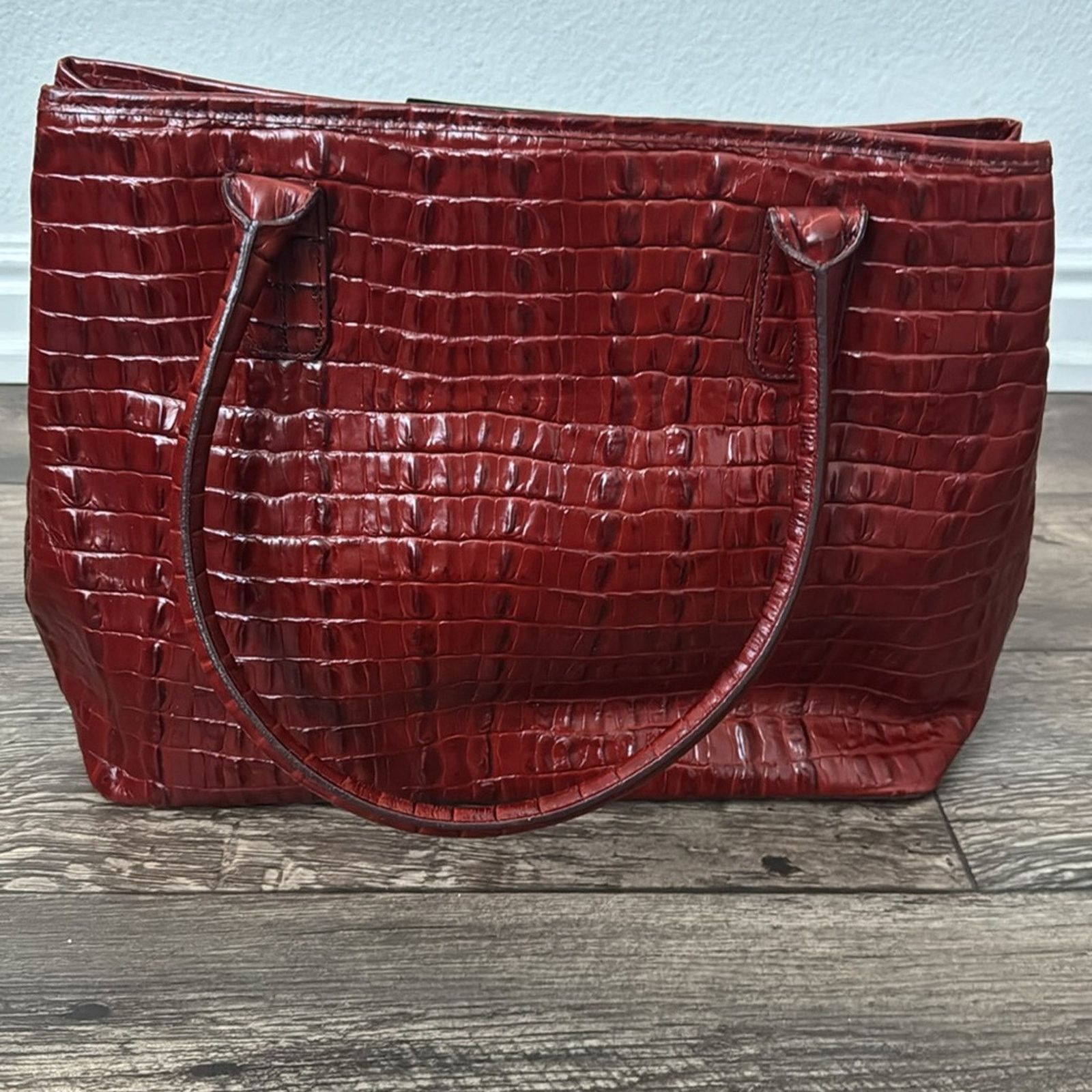 BRAHMIN Brahmin Large Red Leather Croc-Embossed Women's Bag Size ONE SIZE - 3 Thumbnail