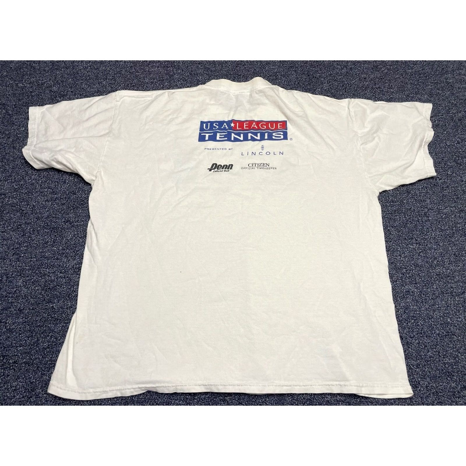 Fruit Of The Loom VINTAGE Fruit Of A Loom T-Shirt USA Tennis Crew Neck Short Sleeve L White Size L Unisex Adults Size US L / EU 52-54 / 3 - 7 Thumbnail