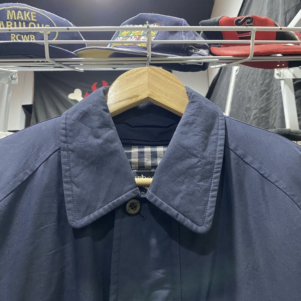 Burberry Vintage Burberrys Navy Nova Check Lining Field Coat Jacket Size US M / EU 48-50 / 2 - 9 Thumbnail