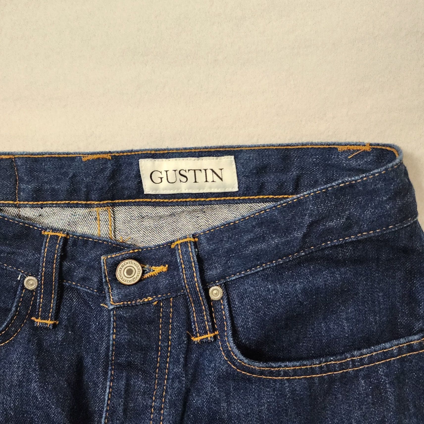 Gustin Gustin Selvedge Jeans Mens 30x34 Blue Slim Straight Denim Button Fly Jeans Mens Slim Straight 30 34 Blue Mens Size US 30 / EU 46 - 4 Thumbnail