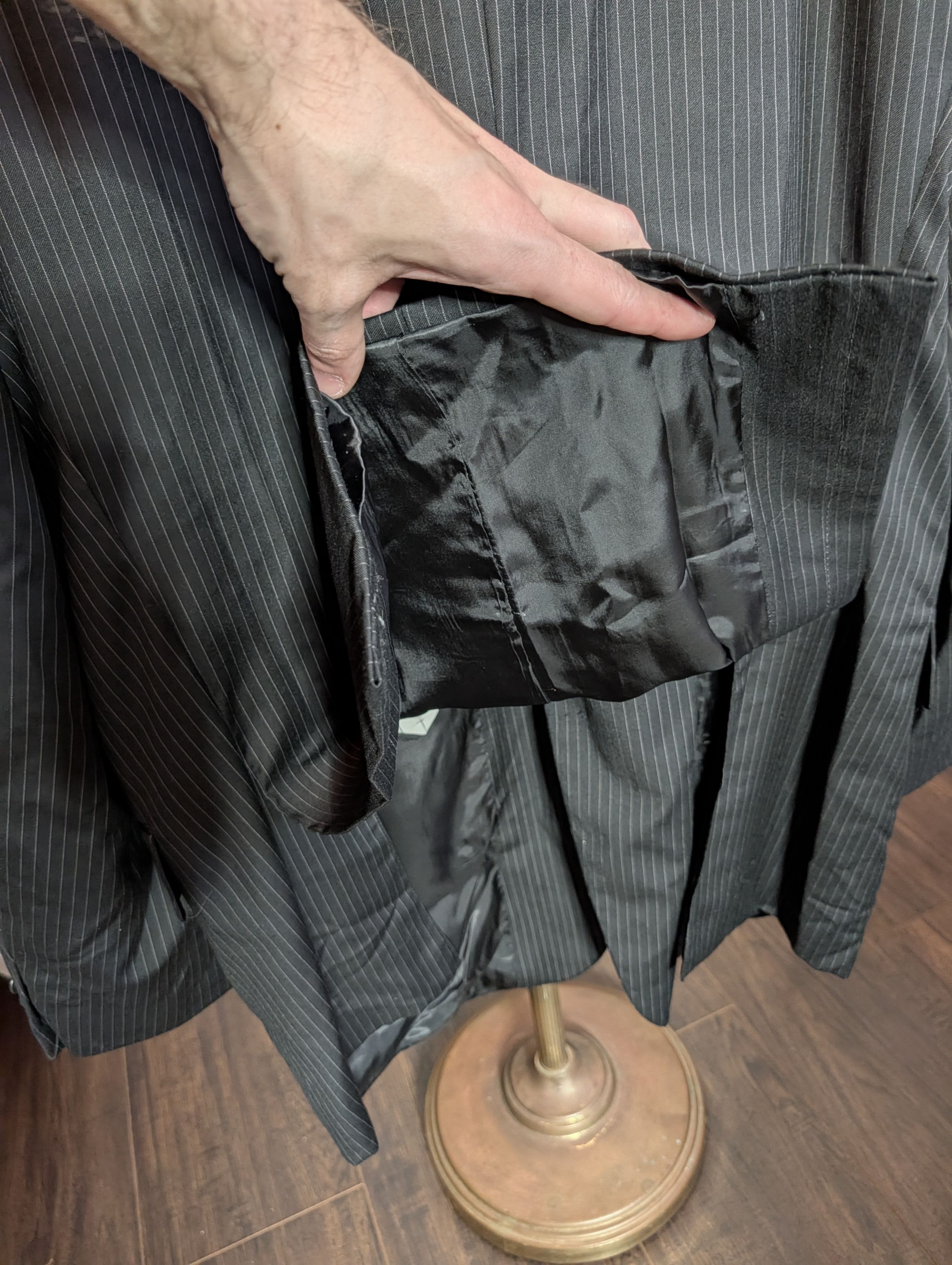 Loro Piana Super 120s Wool Black Pinstriped Joseph Abboud Jacket Size 46R - 9 Thumbnail