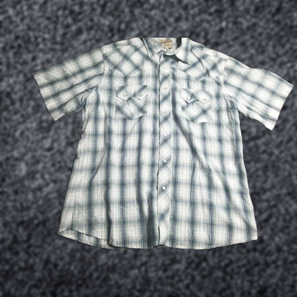 Wrangler Vintage Wrangler L Blue Plaid Western Pearl Snap Shirt Mens Size US L / EU 52-54 / 3 - 1 Thumbnail