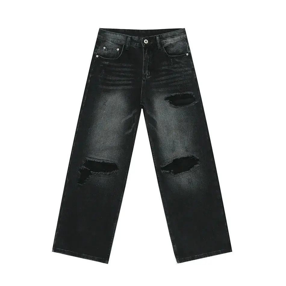 Japanese Brand Retro loose wide leg ripped jeans Size US 32 / EU 48 - 5 Thumbnail