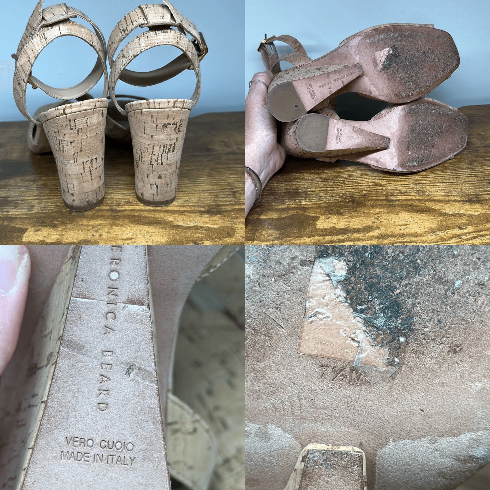 Veronica Beard Veronica Beard Women's Sandal Cyndi Wedge Cork Made in Italy 7.5 Tan Multicolor Strappy Ankle Strap Upper Cork Heel 4" US 7.5 Women's Size US 8 / IT 38 - 8 Thumbnail