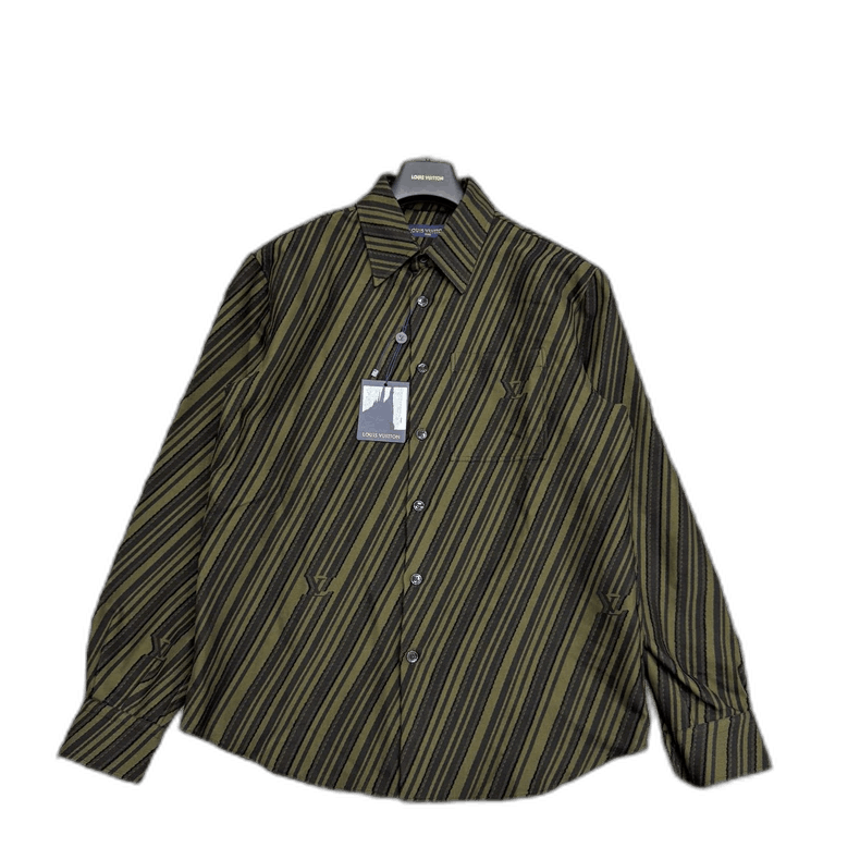 louis vuitton black green striped shirt
