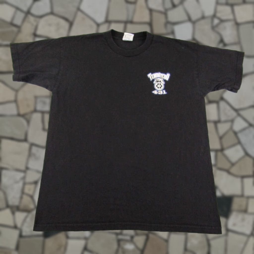 Vintage VINTAGE Teamsters Shirt Bayside Mens XL Black Cotton Knit Crew Neck Short Sleeve Logo Graphic Print USA 431 Fresno California USA Size US XL / EU 56 / 4 - 1 Thumbnail