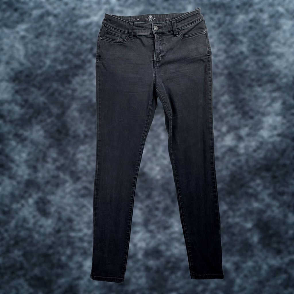 Vintage St. John's Bay Jeans Skinny Womens 12 Tall Black Mid Rise Stretch Denim 5-Pocket Logo 90s Y2K Vintage: No Size 34" / US 12 / IT 48 - 1 Thumbnail
