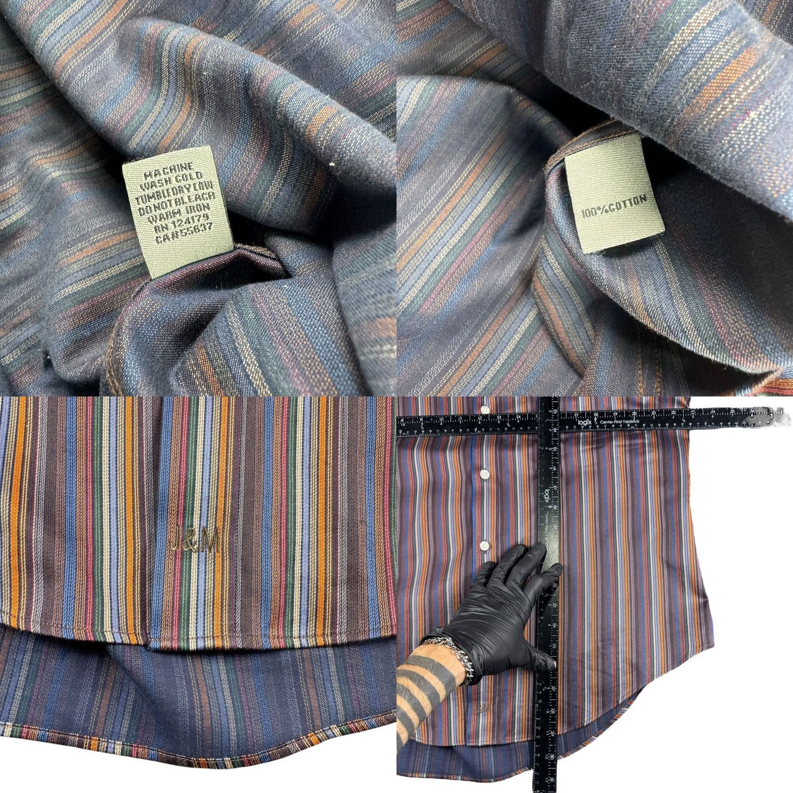 Johnston & Murphy Johnston & Murphy Shirt Men's Large Gingham Button Down Tailored Fit Flip Cuff Size US L / EU 52-54 / 3 - 10 Thumbnail