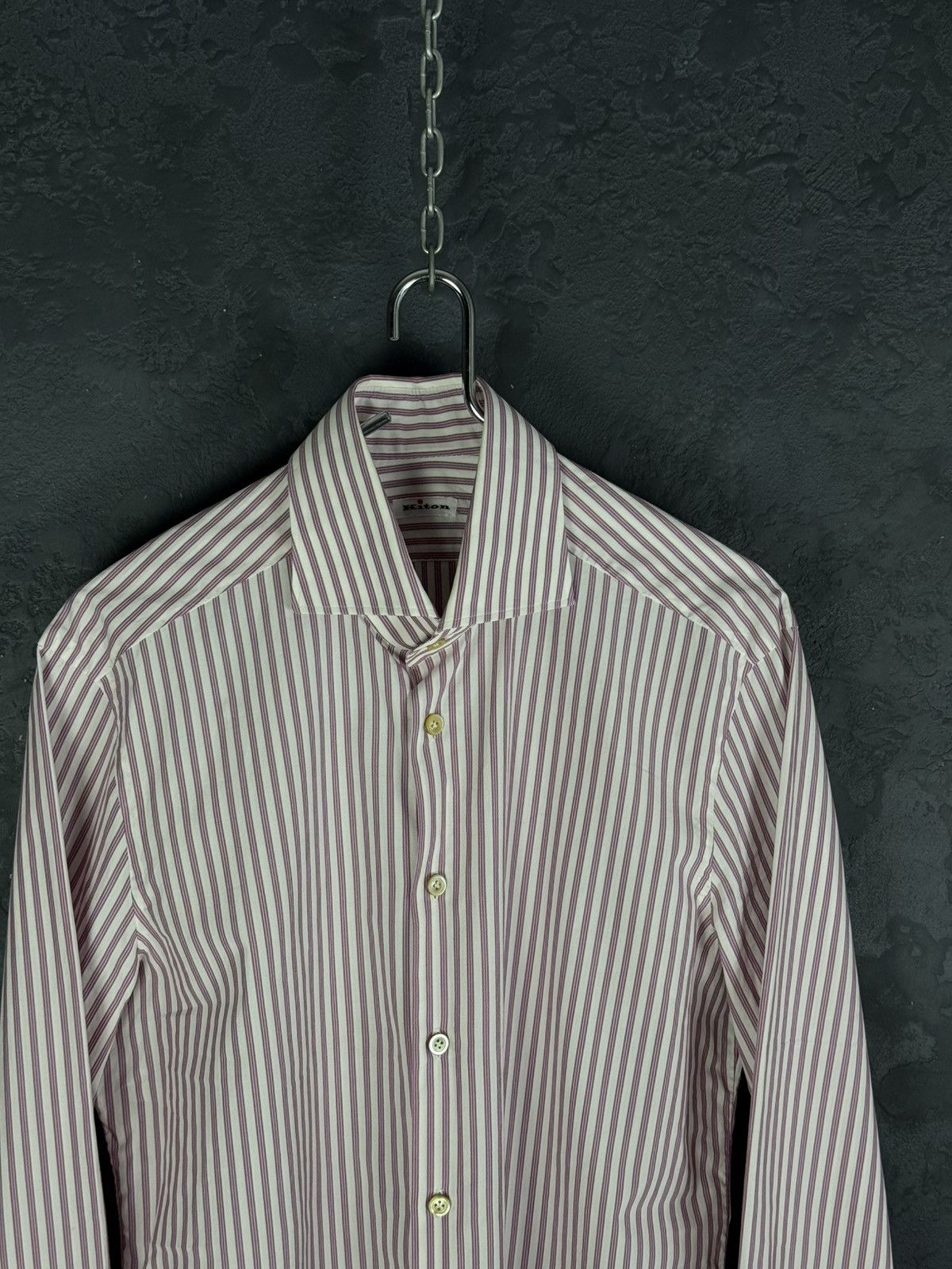 Kiton Kiton Men's Pink Stripe Cotton Long-Sleeve Button Shirt Size US L / EU 52-54 / 3 - 5 Thumbnail