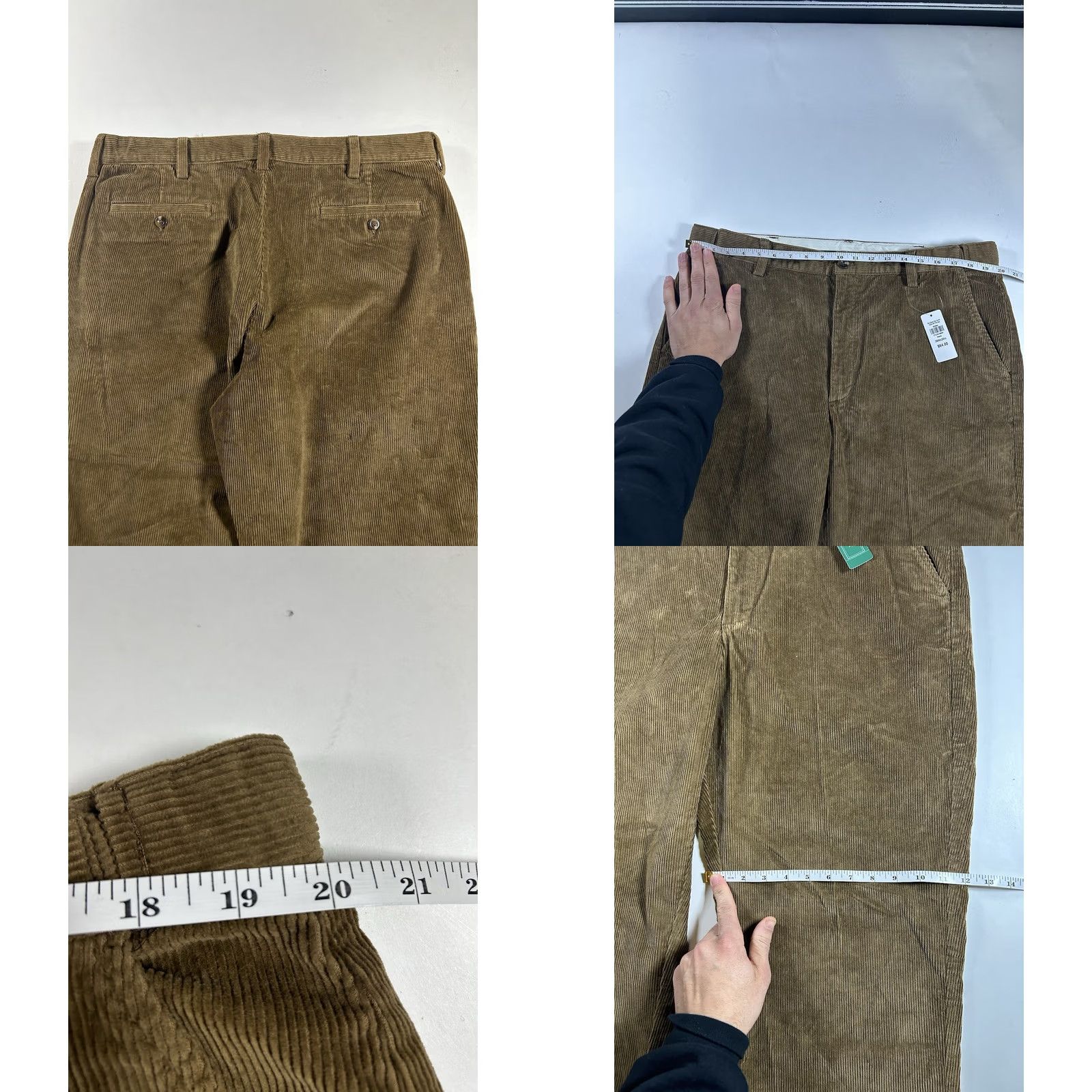Vintage L.L. Bean Men's Corduroy Pants 38x29 Brown Khaki Comfort Waist Casual Straight Leg Regular Fit Flat Front NWT Size US 38 / EU 54 - 10 Thumbnail