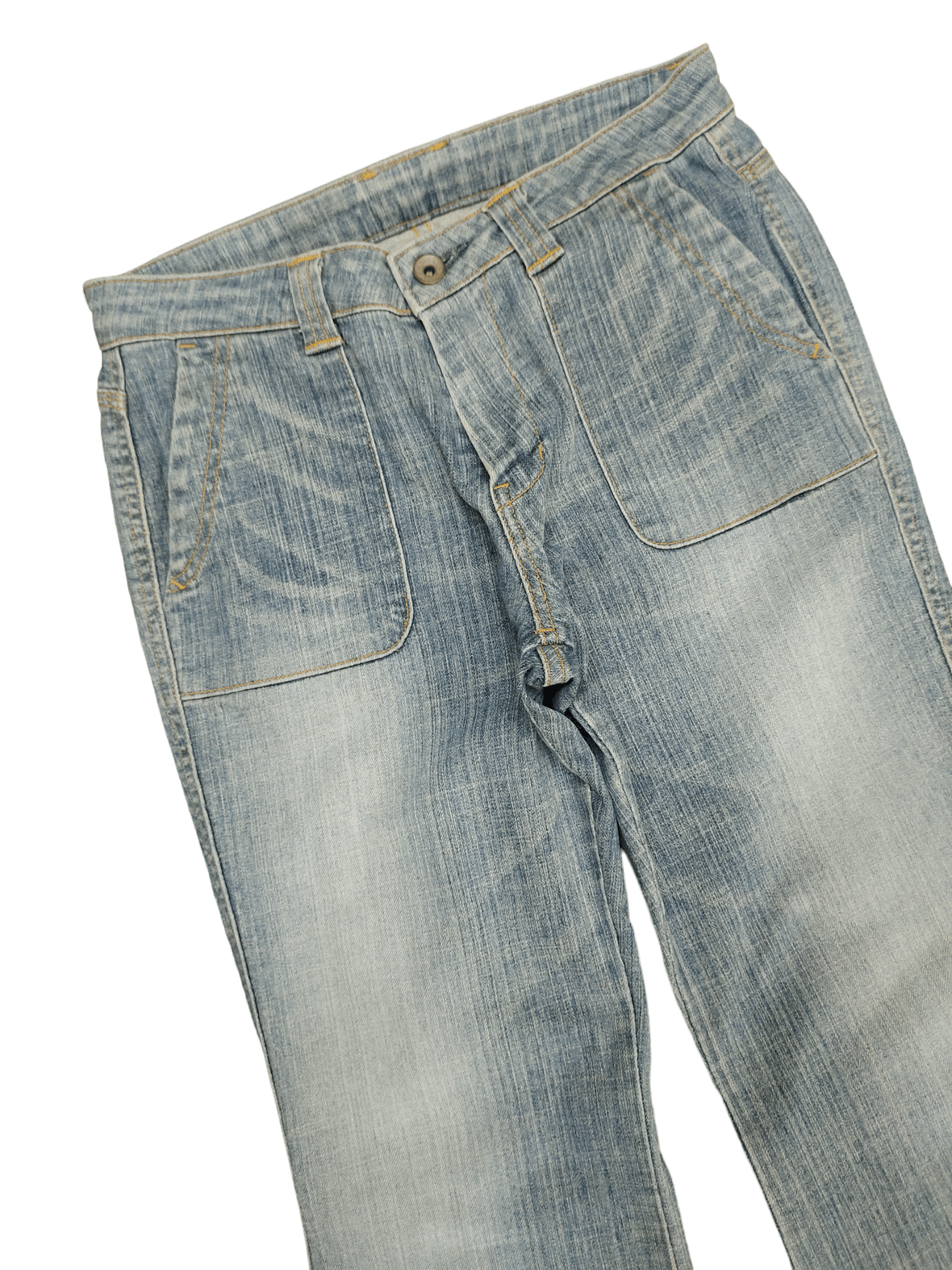 Le Grande Bleu (L.G.B.) Flare Jeans Et Boite Distress Faded Boot Cut Y2k Mudmax Size US 28 / EU 44 - 5 Thumbnail