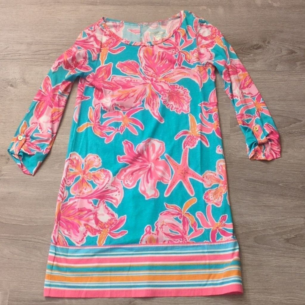 Lilly Pulitzer Lilly Pulitzer Linden Sea Blue Via Sunny Floral Dress SZ. XS Size XS / US 0-2 / IT 36-38 - 1 Thumbnail