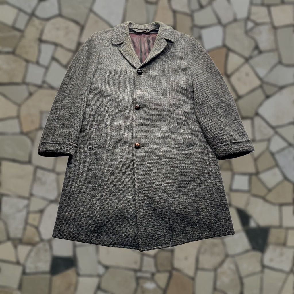 Harris Tweed VINTAGE Harris Tweed Handwoven Jacket Men's 40 Grey Wool Overcoat 100% Virgin Scottish Wool Harris Tweed Mens Jacket Size US XXS / EU 40 - 1 Thumbnail