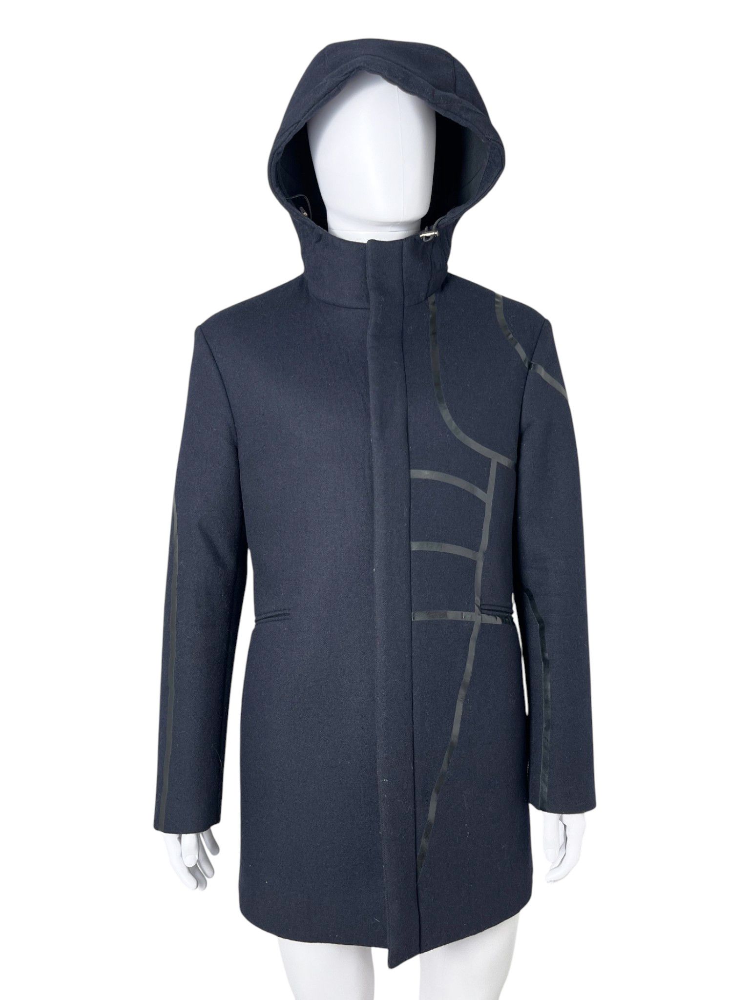 Dirk Bikkembergs 2010's Blue Wool Hooded Parka Size US L / EU 52-54 / 3 - 4 Thumbnail