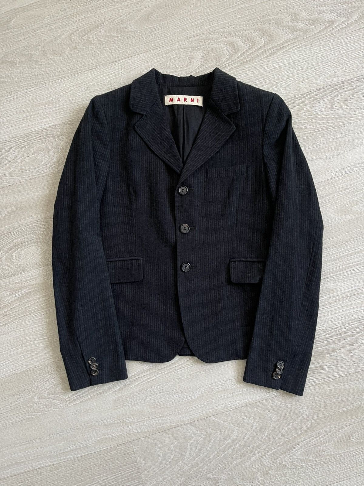 Marni Marni Black Wool Blend Women's Striped Blazer Jacket Archive Size M / US 6-8 / IT 42-44 - 1 Thumbnail
