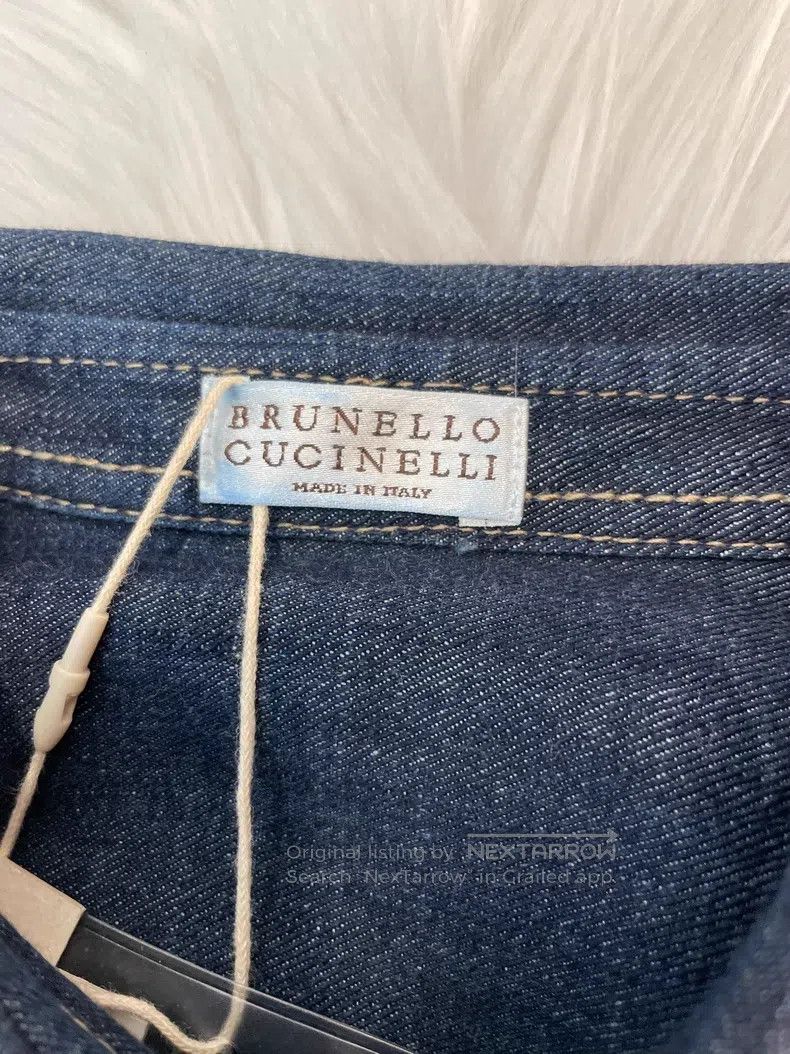 Brunello Cucinelli Brunello Cucinelli Dark Blue Denim Shirt Size S / US 4 / IT 40 - 8 Thumbnail
