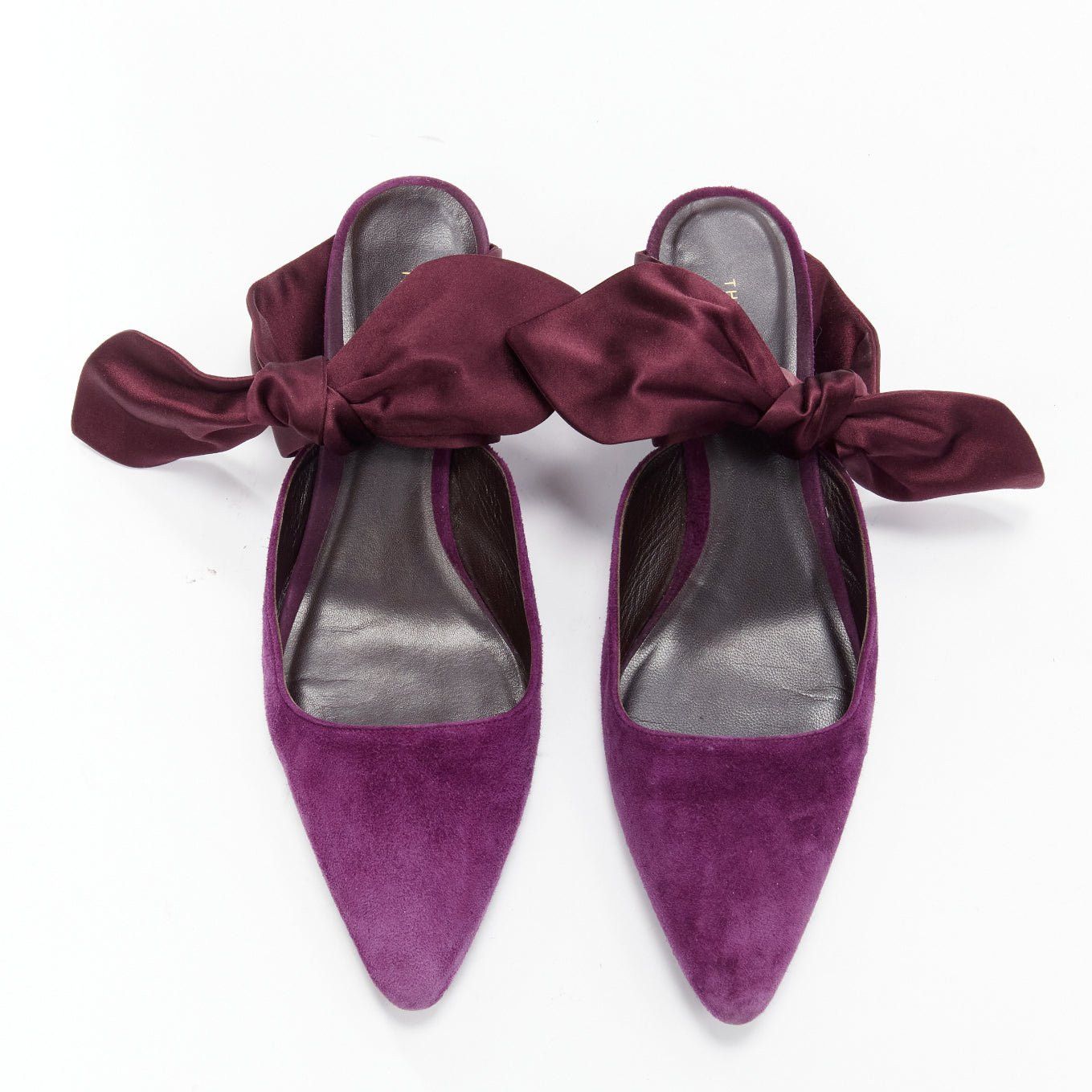 The Row THE ROW Coco Bow purple velvet silk tie kitten mule heels EU37.5 Size US 7.5 / IT 37.5 - 1 Thumbnail