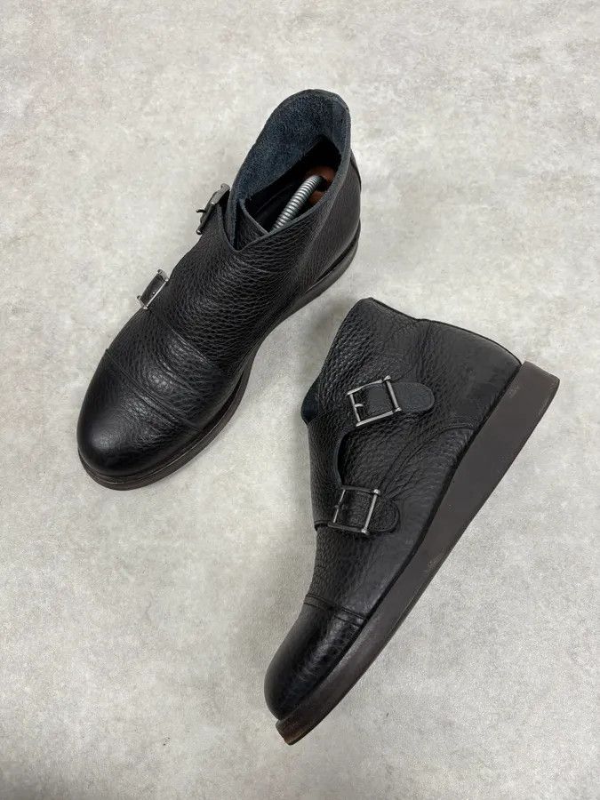 Emporio Armani 2010s Emporio Armani Black Buckle Leather Grained Boots Size US 6 / EU 39 - 4 Thumbnail