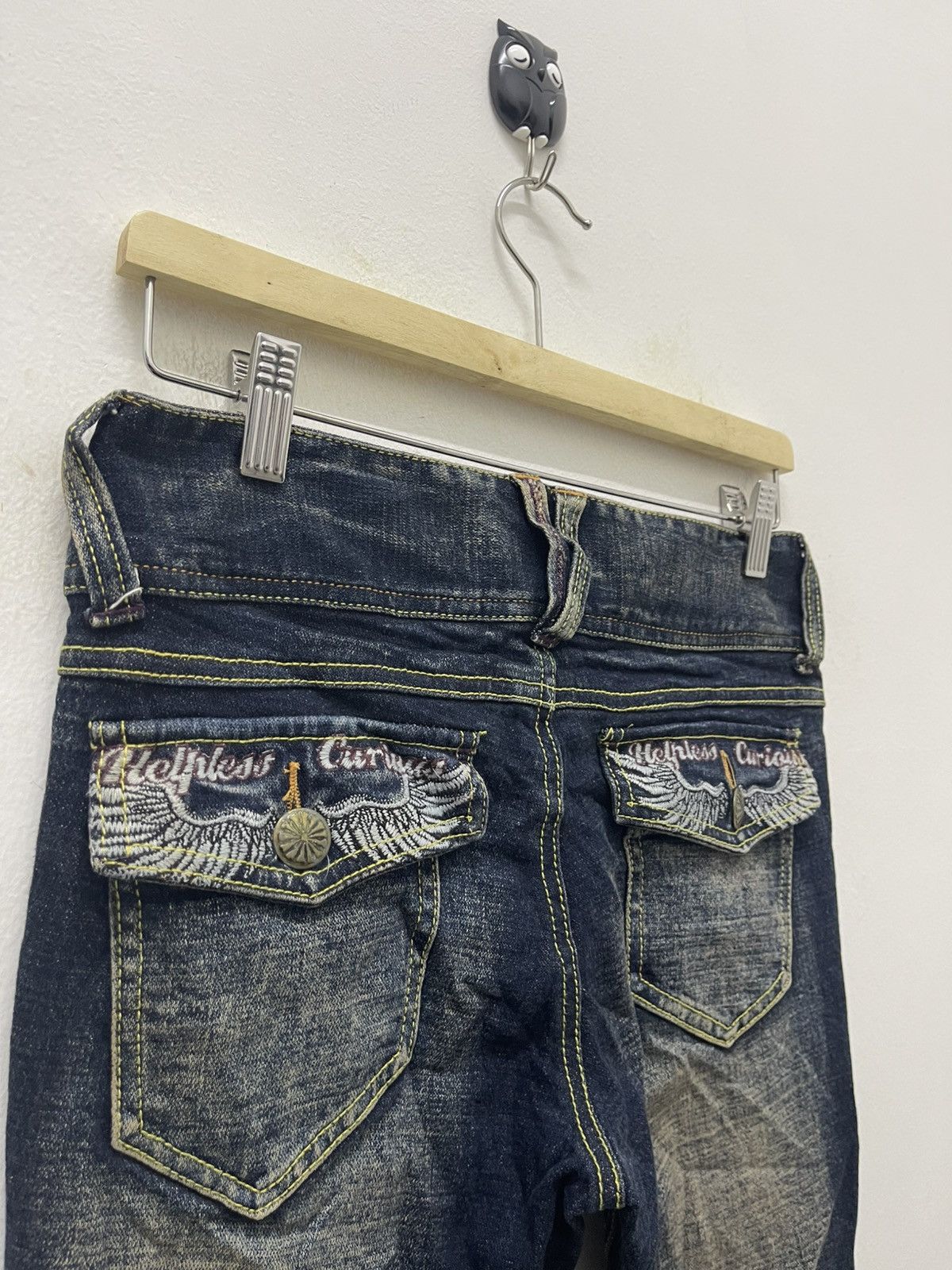 If Six Was Nine Rare Vintage COLZA Back Embroidery Wings Flare Size US 29 - 3 Thumbnail