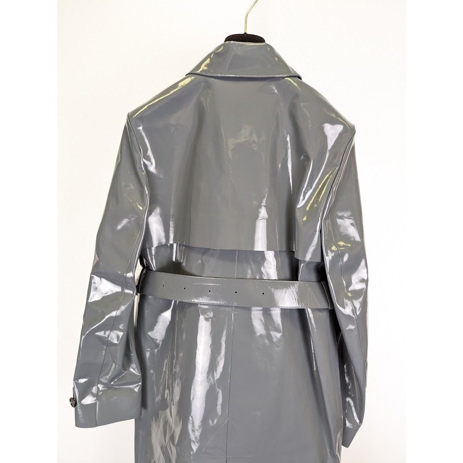 Bottega Veneta o1rshd1 High Shine Leather Calf Coat in Black-Graphite Size XS / US 0-2 / IT 36-38 - 16 Thumbnail