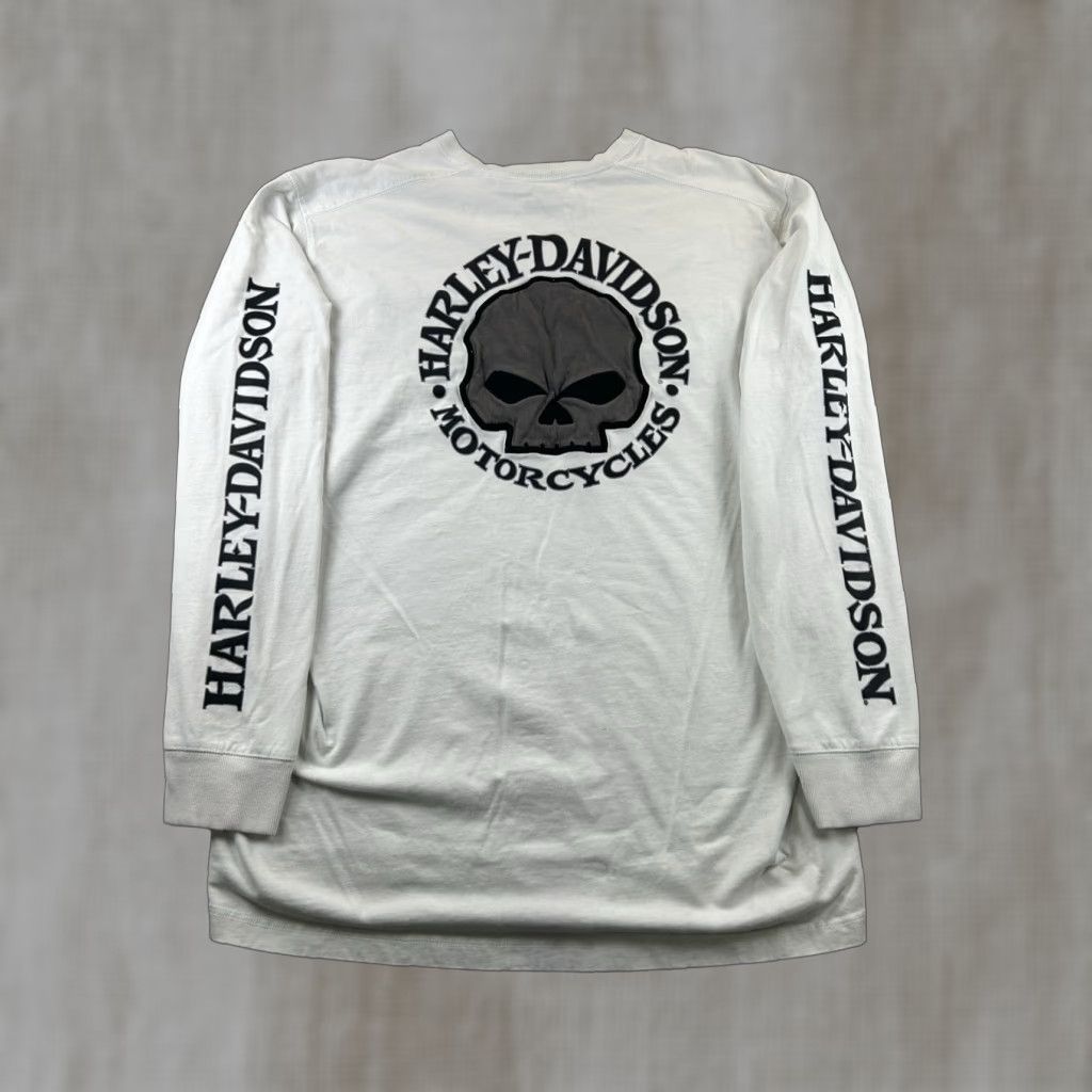 Harley Davidson Harley-Davidson Long Sleeve Shirt 2XL Men’s Skull White Sleeve Y2K Hit Size US XXL / EU 58 / 5 - 1 Thumbnail