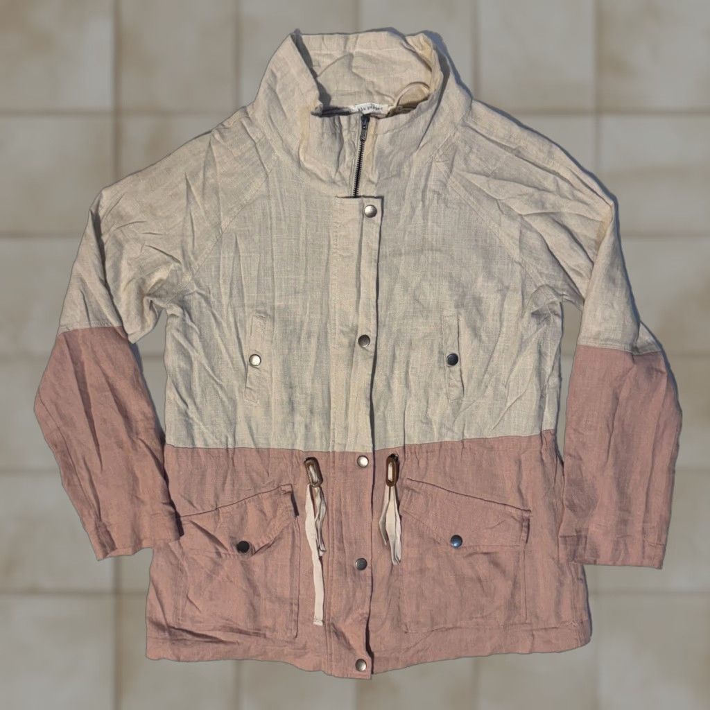 Vintage Blu Pepper Jacket Sz L Pink/Beige Two-Tone Linen-Blend Size L / US 10 / IT 46 - 1 Thumbnail