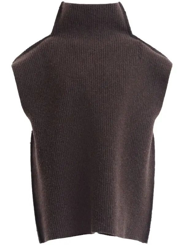 o1w1db11125 Ribbed Wool Turtleneck Sweater in Brown