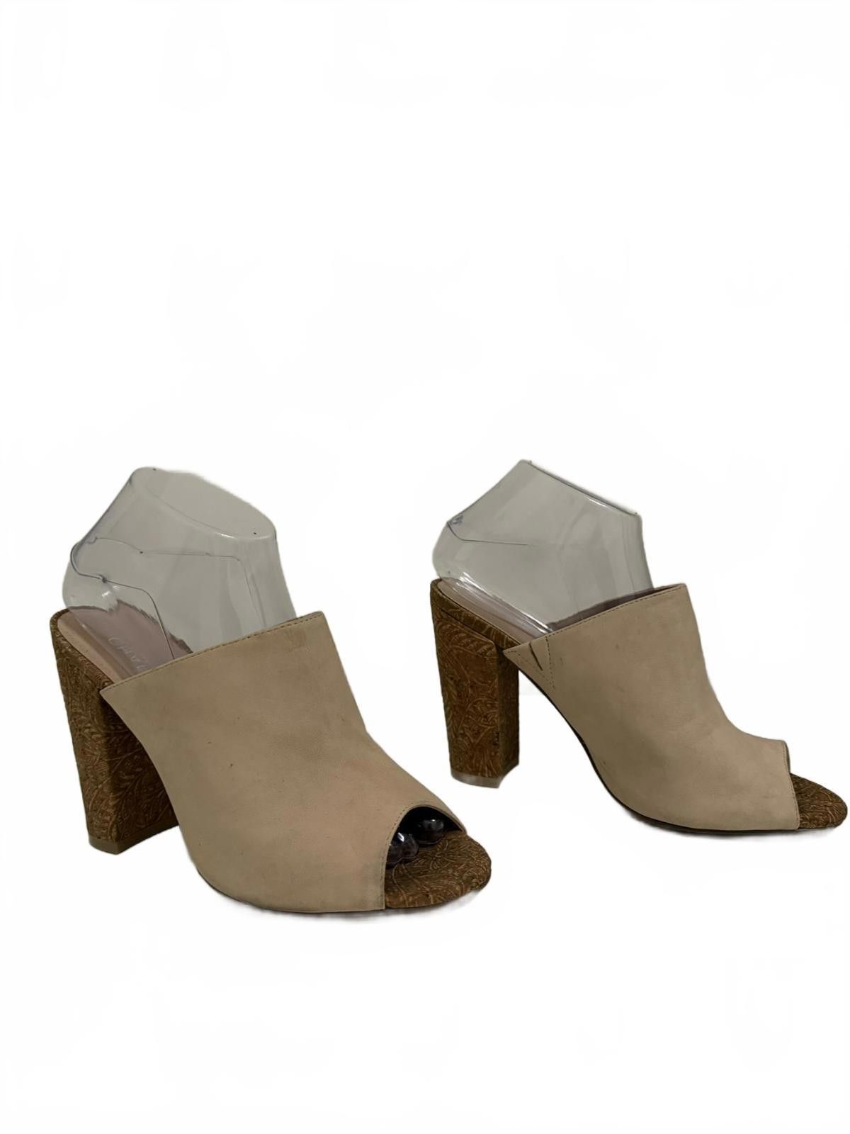 Other Charles by Charles David Beige Suede Peep Toe Mules Size US 8 / IT 38 - 2 Thumbnail