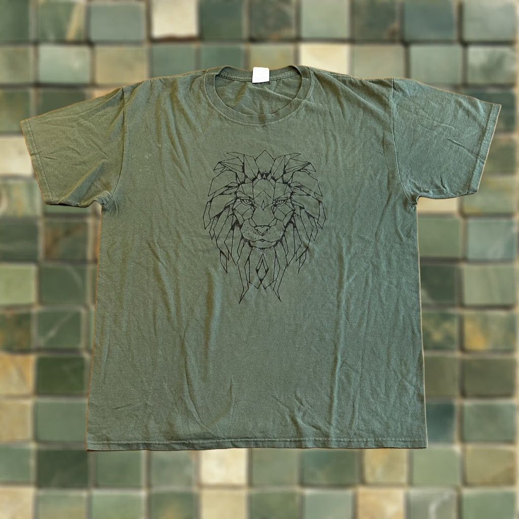 Jerzees JERZEES T-Shirt Lion Argyle Print Graphic Tee Large Green Men Size US L / EU 52-54 / 3 - 1 Thumbnail