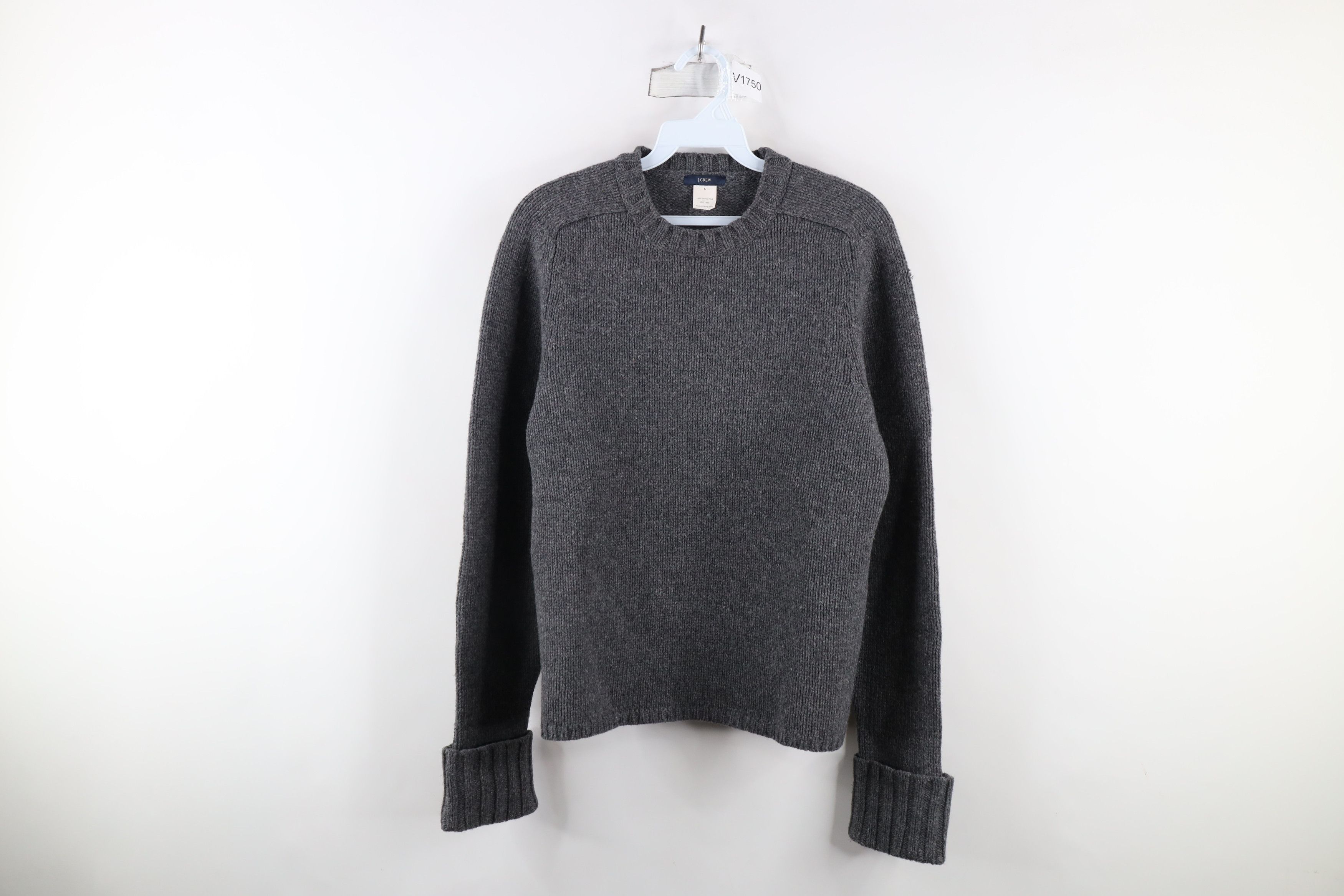 J.Crew × Vintage Vintage 90s J Crew Lambs Wool Knit Crewneck Sweater Gray Size L / US 10 / IT 46 - 1 Thumbnail