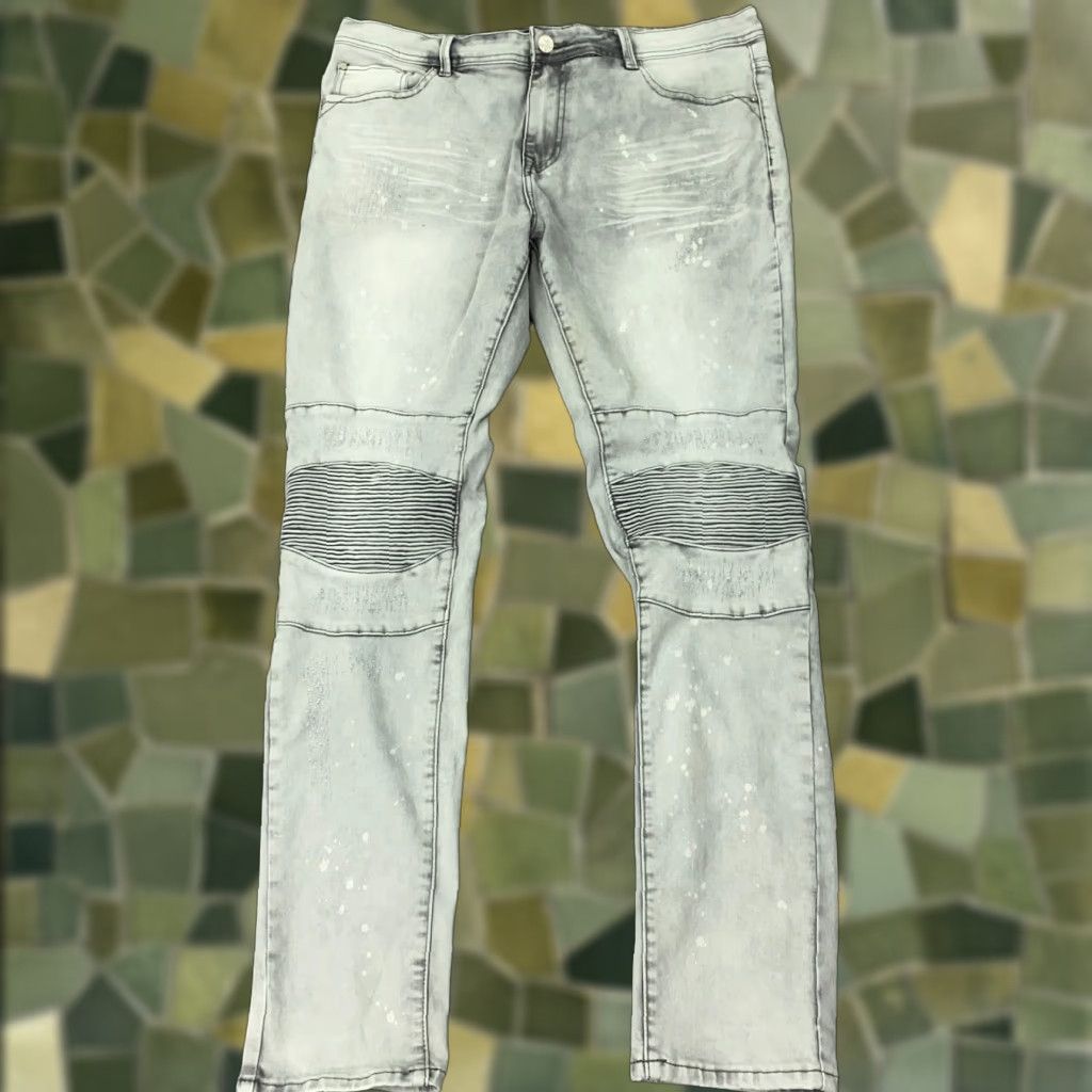 Vintage Switch Jeans Mens 38x34 Gray Distressed Slim Taper Fit Paint Splatter Denim 5-Pocket Switch Mens Jeans Slim Gray Size US 39 - 1 Thumbnail