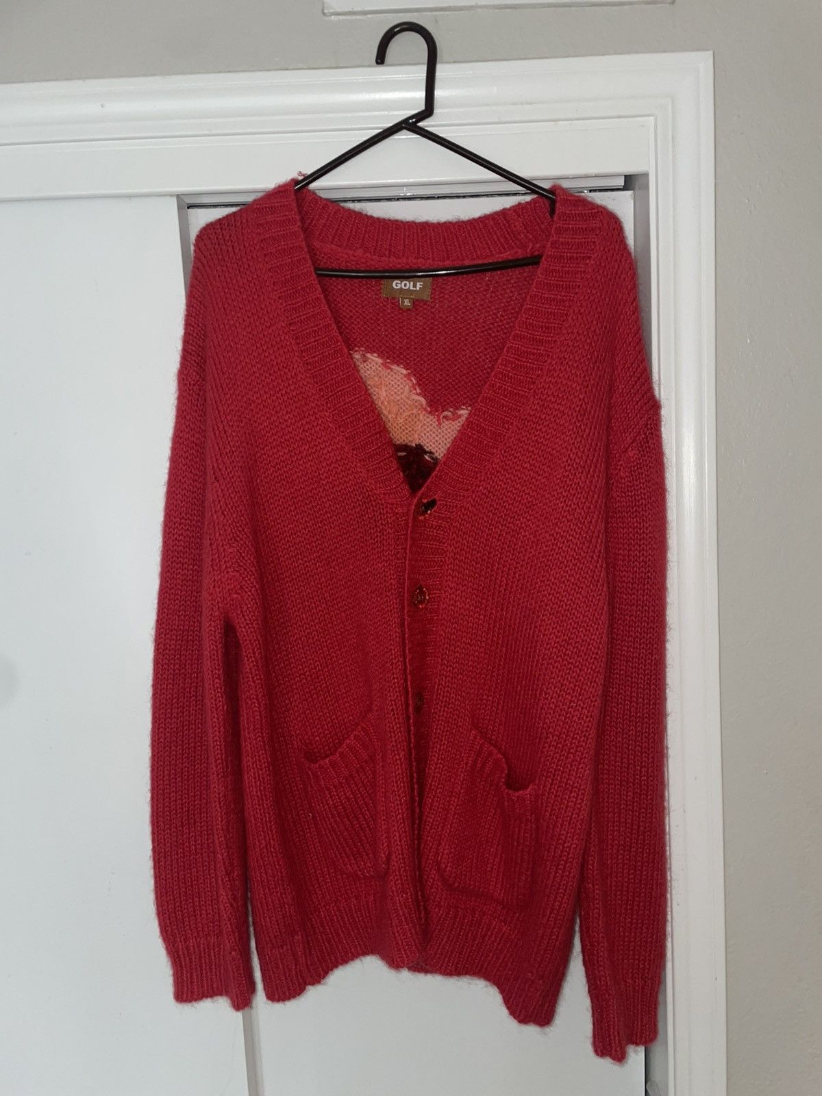Golf Wang GOLFWANG RED FLOWER KNIT CARDIGAN Size US XL / EU 56 / 4 - 4 Thumbnail