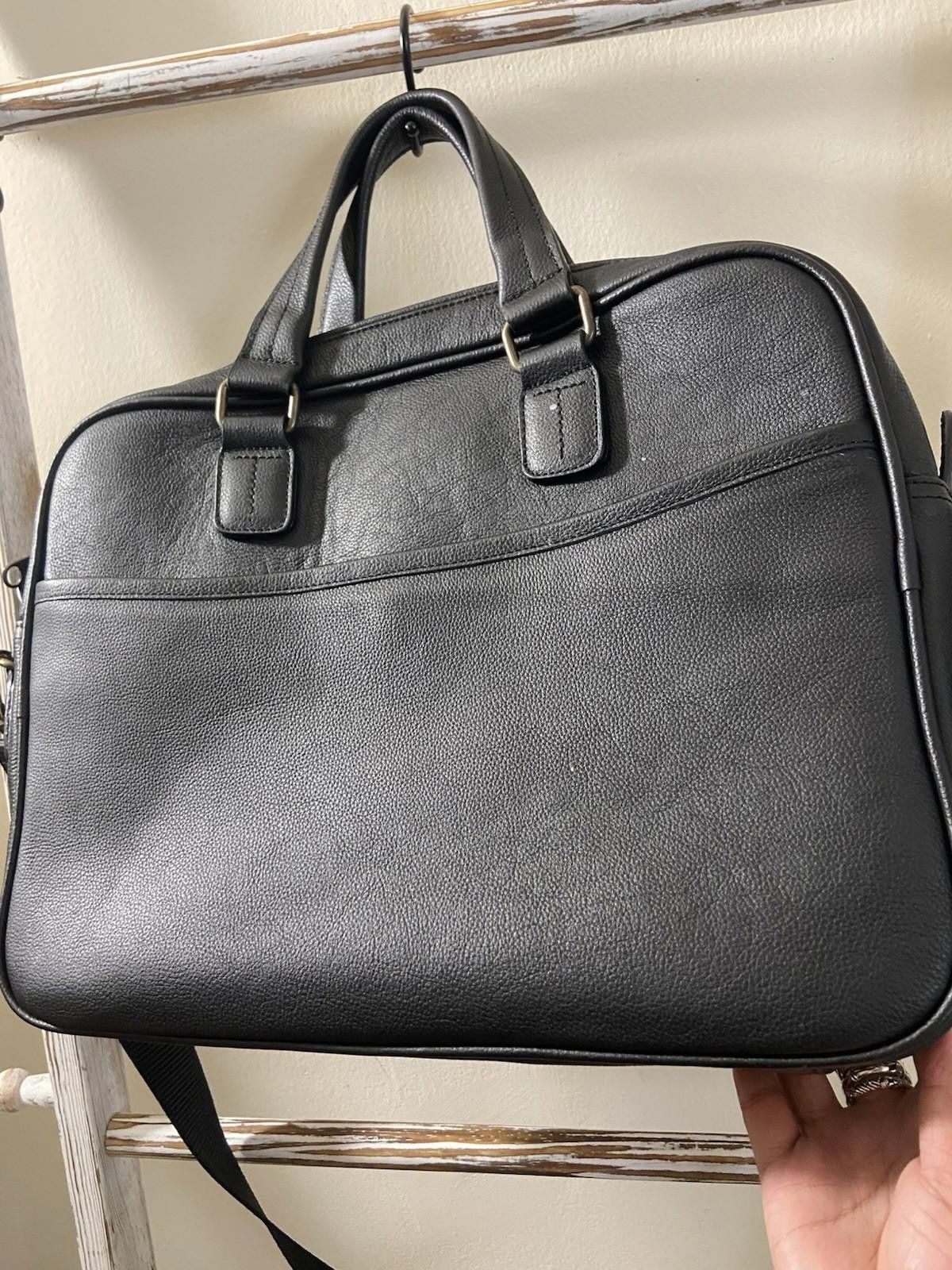 Leather Quavaro Black Eagle Briefcase W Strap, Heavy Duty Leather Size ONE SIZE - 2 Thumbnail