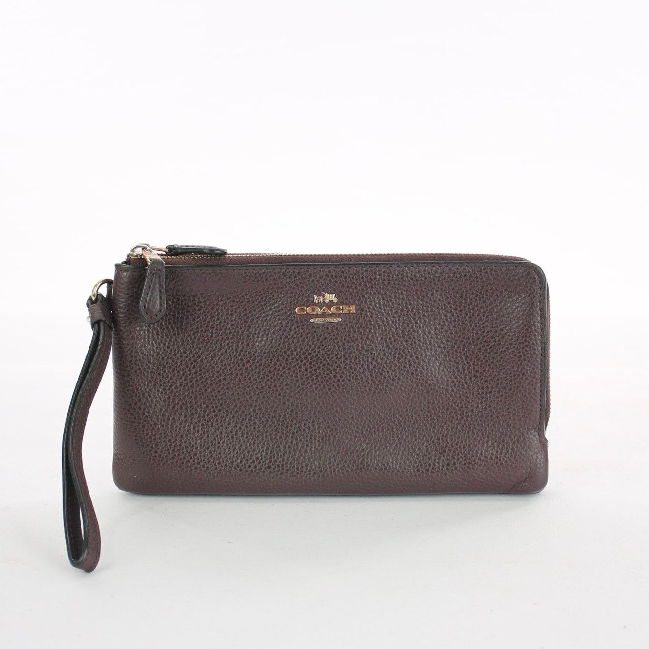 Coach Coach Brown Pebble Leather Double Zip Wristlet F77734 Size ONE SIZE - 1 Thumbnail