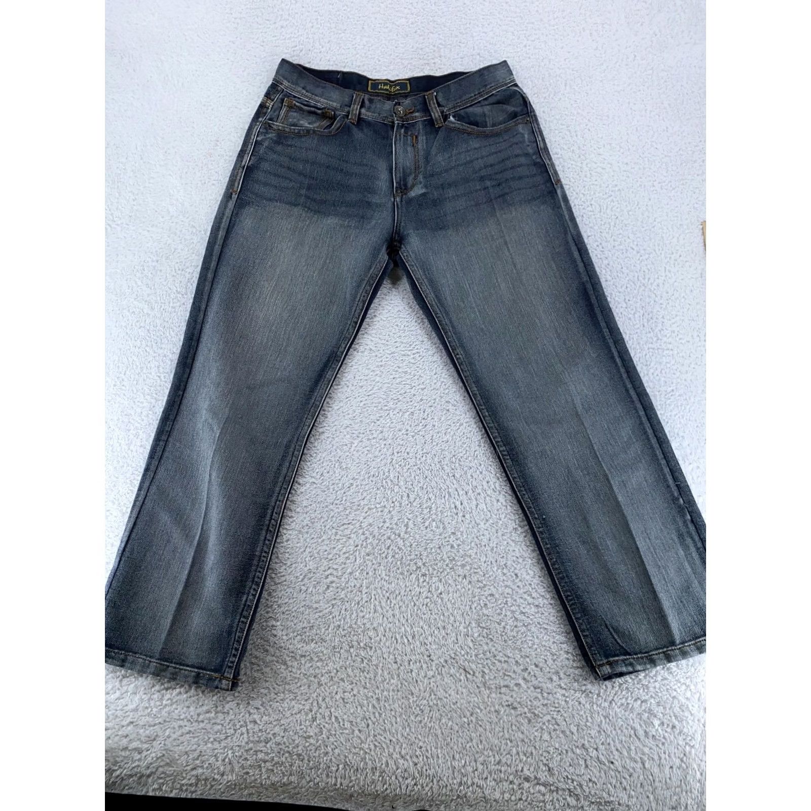 Vintage Halifax Jeans ACTUAL 32x28 Denim Pockets Fleur de Lis Distressed Blue Jeans Mens Regular 32x28 Size US 32 / EU 48 - 4 Thumbnail