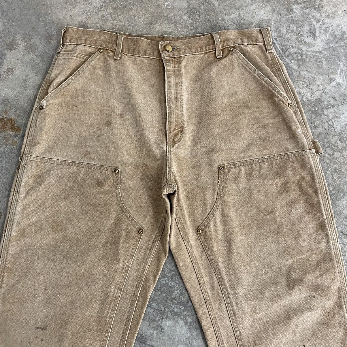 Carhartt Vintage Carhartt Double Knee Faded Tan Carpenter Pants Size US 35 - 4 Thumbnail